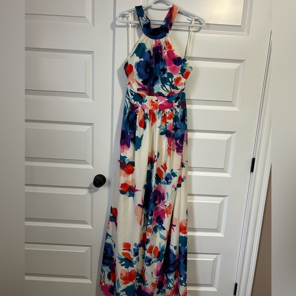 NEW Eliza J Floral Halter Maxi Formal Dress - Picture 9 of 13
